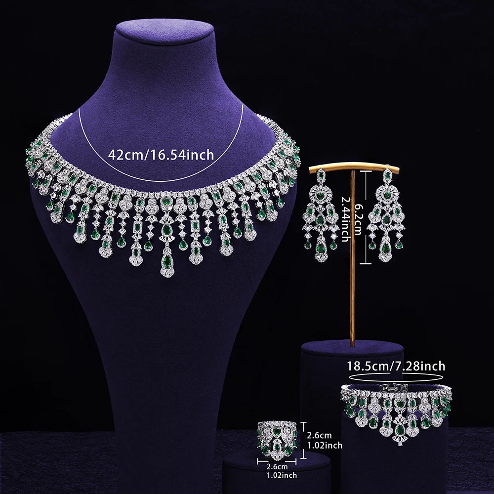 2025 new girls jewelry set silver plated bride necklace earrings set wedding party, suitable for any occasion