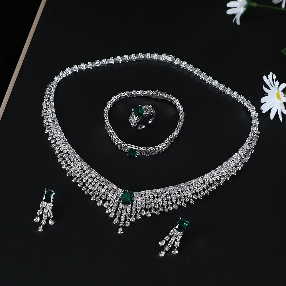 Luxury Geometry UAE Jewelry Set Full Mini Cubic Zircon Women's Wedding Jewelry Set S616