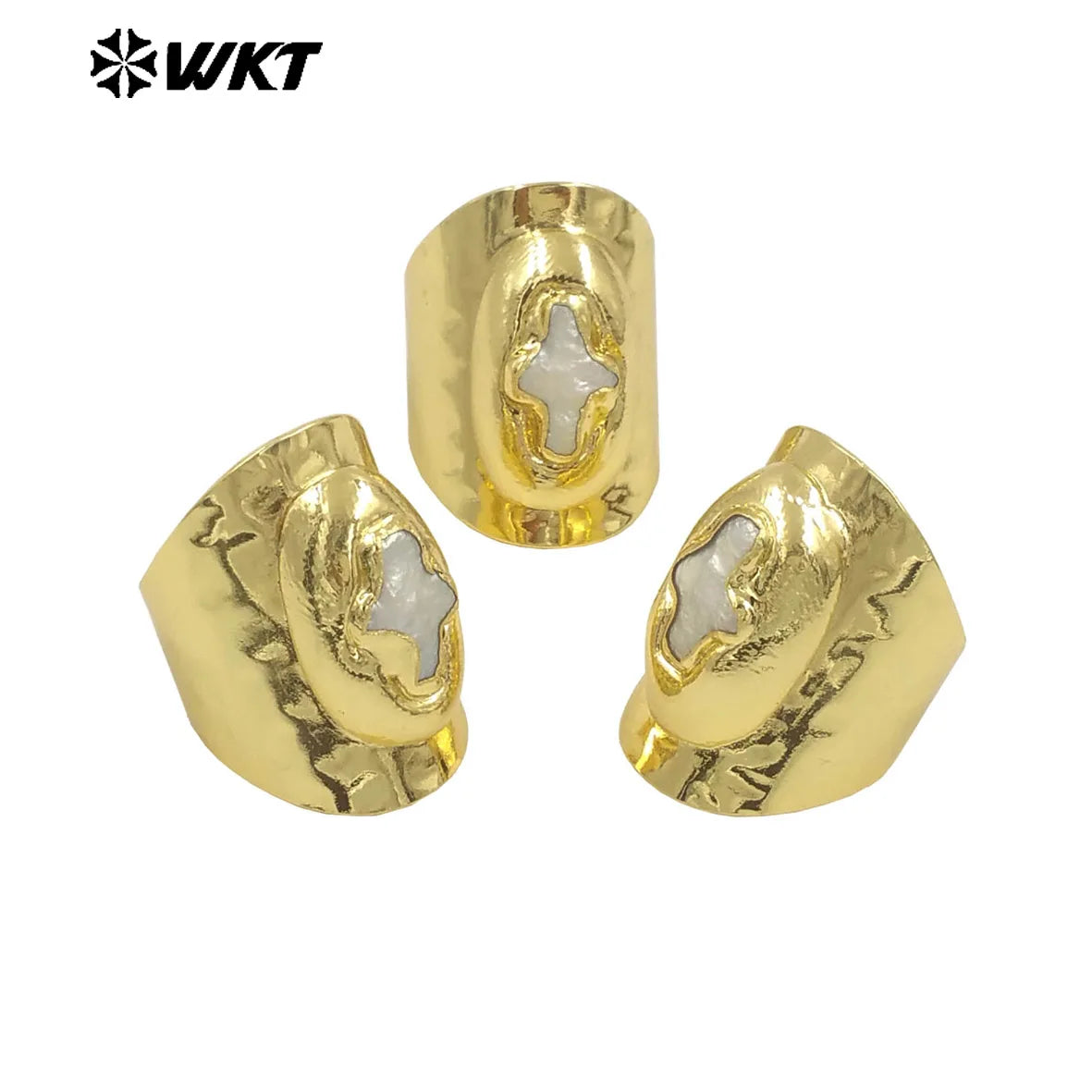 WT-MPR121 Explosive Models Fashion 18K Gold Plated Freshwater Pearl Cross Shape With Large Adjustable Ring For Men And Women
