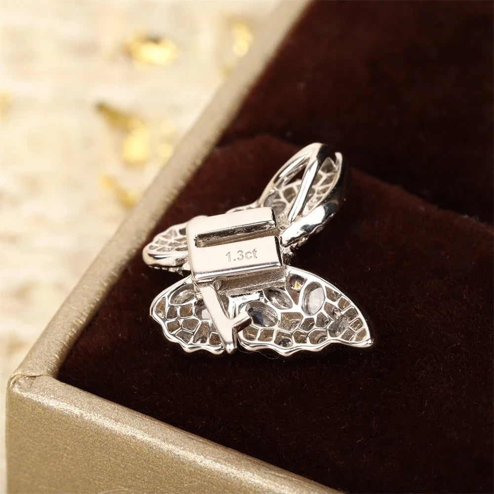 Special Design Multi Shaped Diamond Inlaid Butterfly Ring For 2024 Debut Jewelry Women Party Accessory 925 Silver