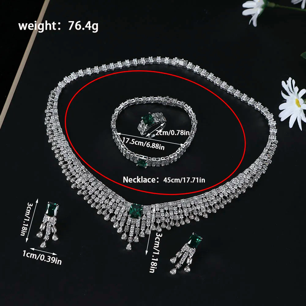 Luxury Geometry UAE Jewelry Set Full Mini Cubic Zircon Women's Wedding Jewelry Set S616