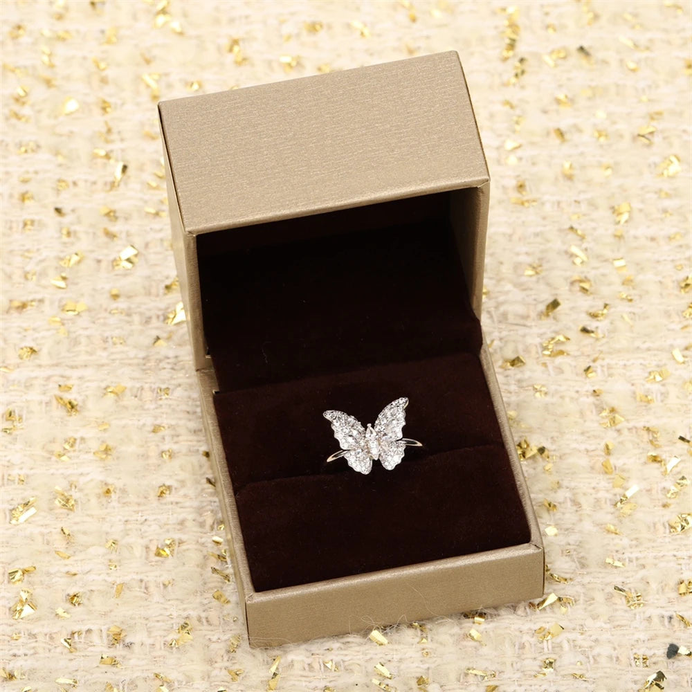 Special Design Multi Shaped Diamond Inlaid Butterfly Ring For 2024 Debut Jewelry Women Party Accessory 925 Silver