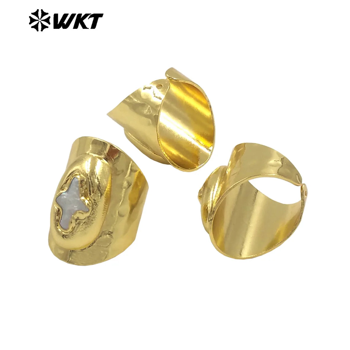 WT-MPR121 Explosive Models Fashion 18K Gold Plated Freshwater Pearl Cross Shape With Large Adjustable Ring For Men And Women