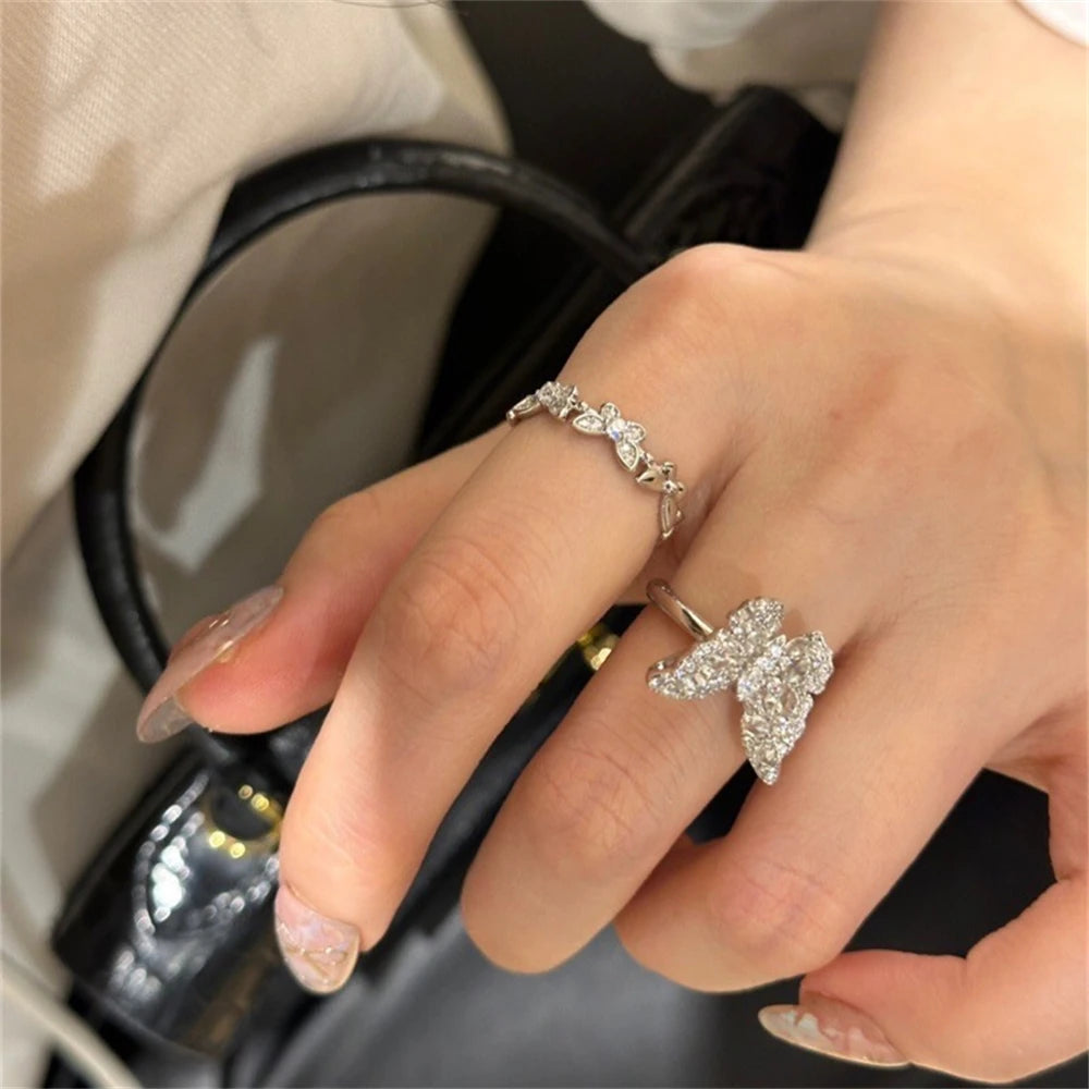 Special Design Multi Shaped Diamond Inlaid Butterfly Ring For 2024 Debut Jewelry Women Party Accessory 925 Silver