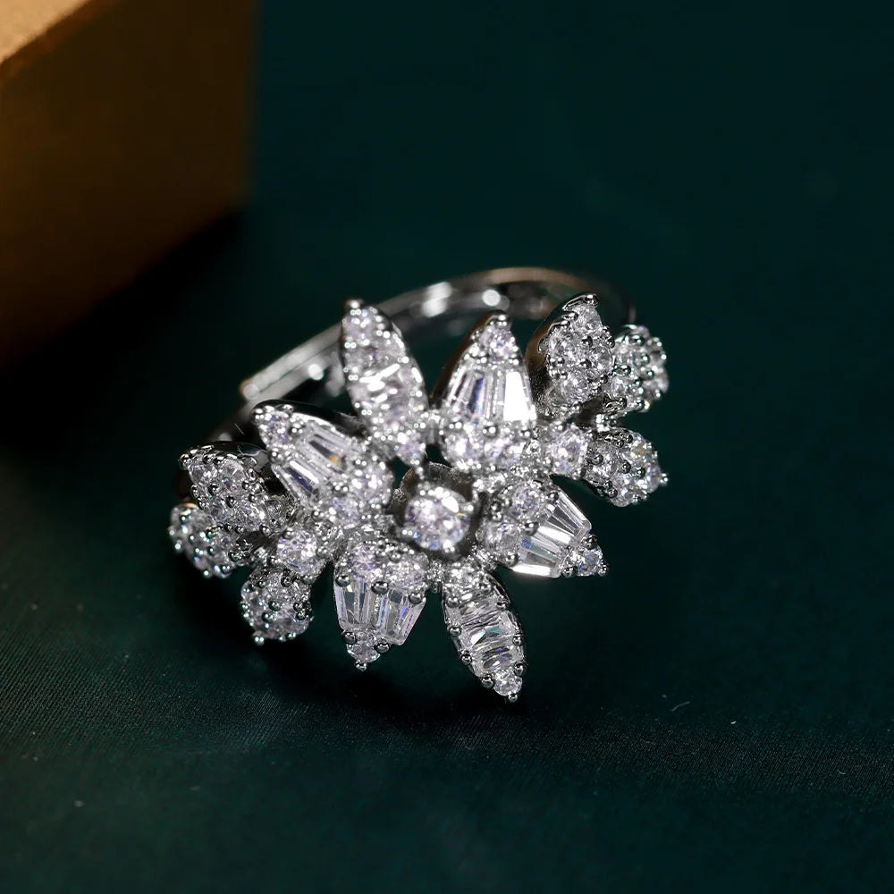 Bride Talk Luxury Jewelry Big Wedding Rings Full Micro Pave Cubic Zirconia Dubai Bridal Popular Jewellery For Engagement Party