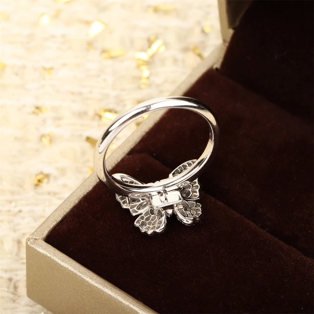 Special Design Multi Shaped Diamond Inlaid Butterfly Ring For 2024 Debut Jewelry Women Party Accessory 925 Silver