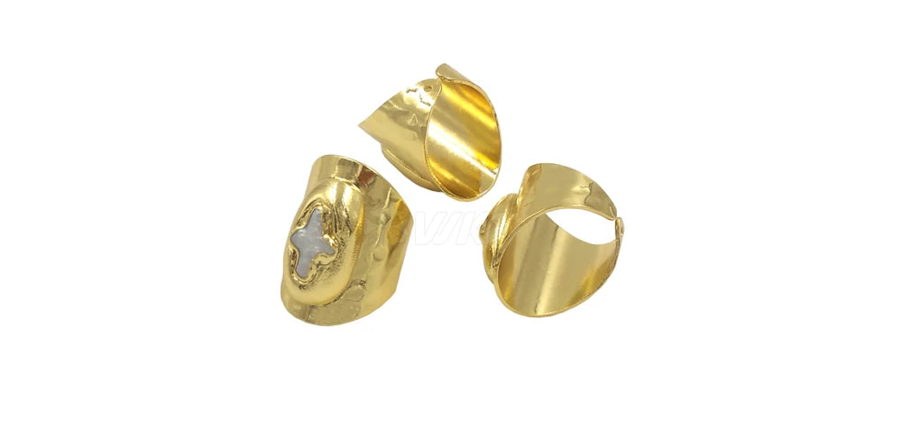 WT-MPR121 Explosive Models Fashion 18K Gold Plated Freshwater Pearl Cross Shape With Large Adjustable Ring For Men And Women