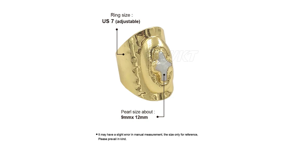 WT-MPR121 Explosive Models Fashion 18K Gold Plated Freshwater Pearl Cross Shape With Large Adjustable Ring For Men And Women
