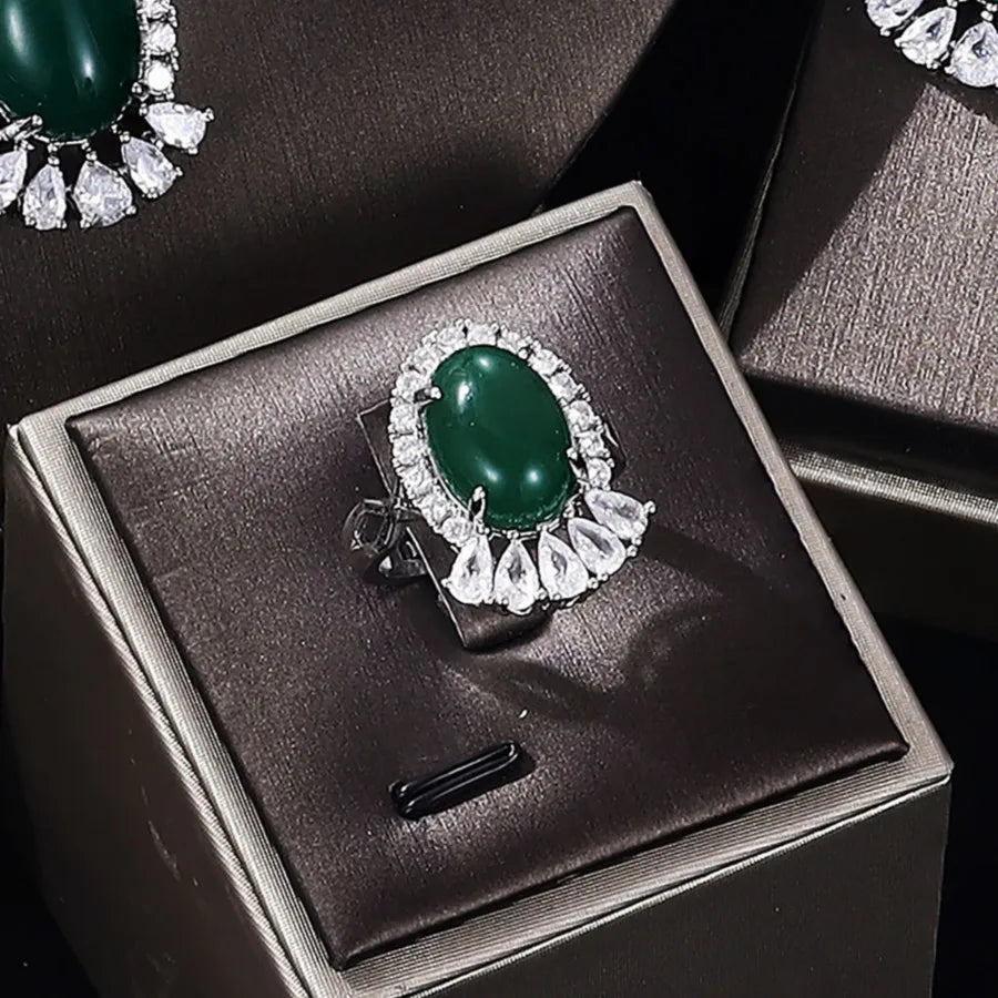 Super Luxury Crystal Zircon Jewelry Sets Purple Green Big Statement Wedding Bridal Jewelry Set for Dubai African Women Party