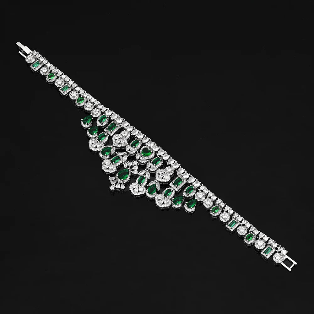 2025 new girls jewelry set silver plated bride necklace earrings set wedding party, suitable for any occasion