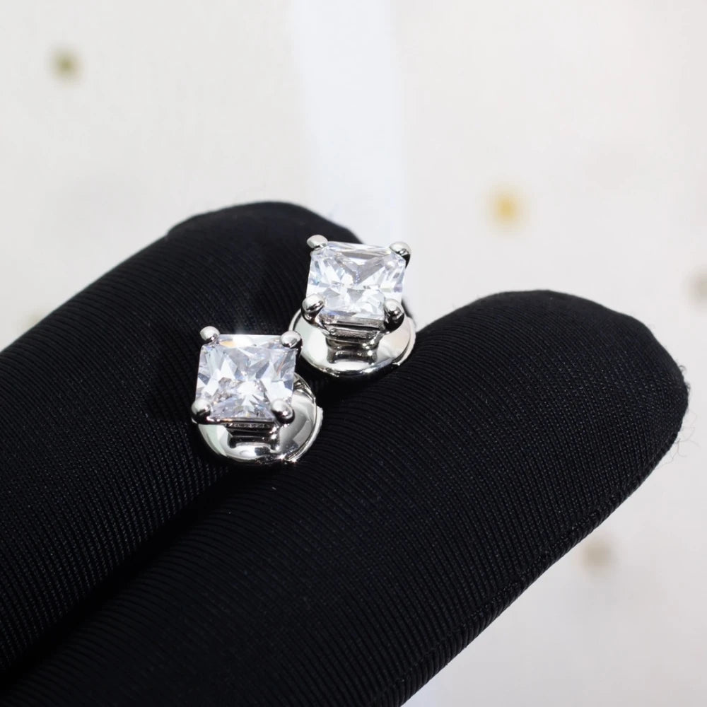 2024 Classic Simple Fashion Versatile Luxury Famous Jewelry Square Diamond Earrings For Women Party Anniversary Gift.