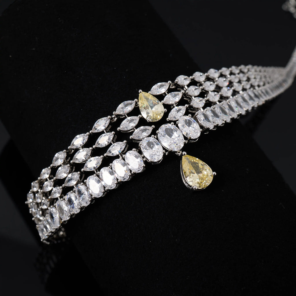 00044  Choker Necklace Sets for Women Cubic Zirconia Bridal Jewellery Set Dubai Saudi Party Engagement Accessory