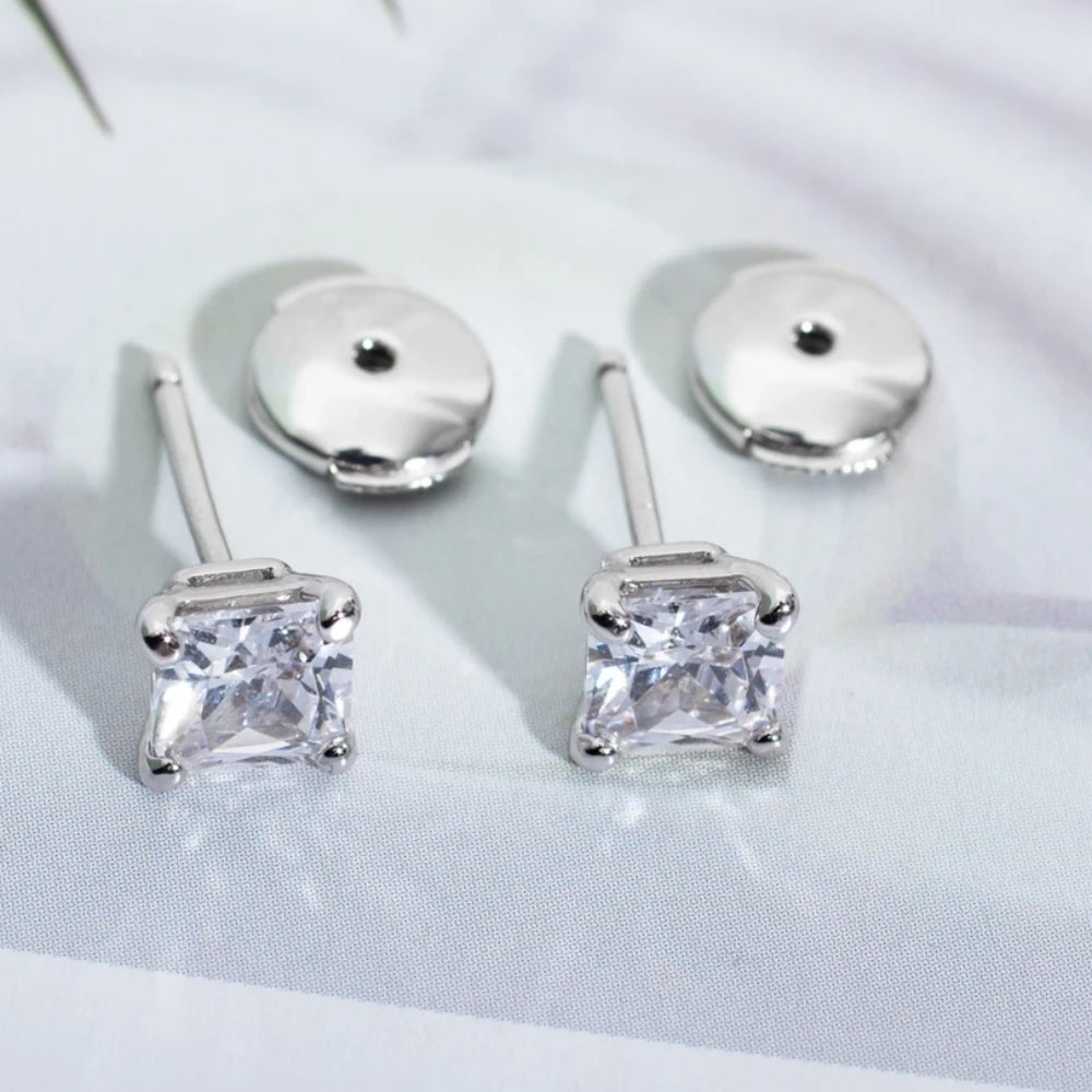 2024 Classic Simple Fashion Versatile Luxury Famous Jewelry Square Diamond Earrings For Women Party Anniversary Gift.