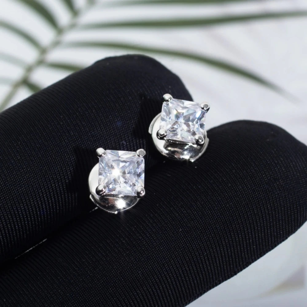 2024 Classic Simple Fashion Versatile Luxury Famous Jewelry Square Diamond Earrings For Women Party Anniversary Gift.